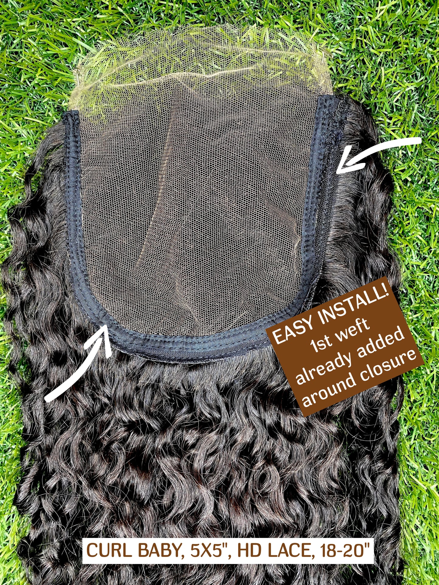 5X5" CURL BABY HD LACE CLOSURE, 18-20"